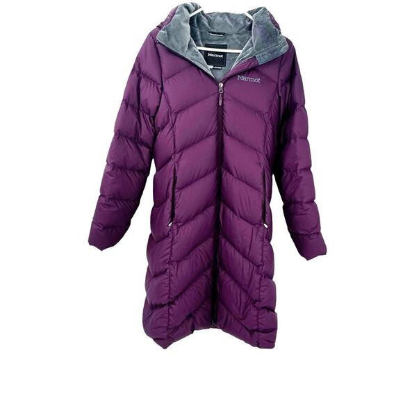 Marmot 700 Down Fill Insulated Parka Coat Hooded Purple Size Small - Picture 4 of 13